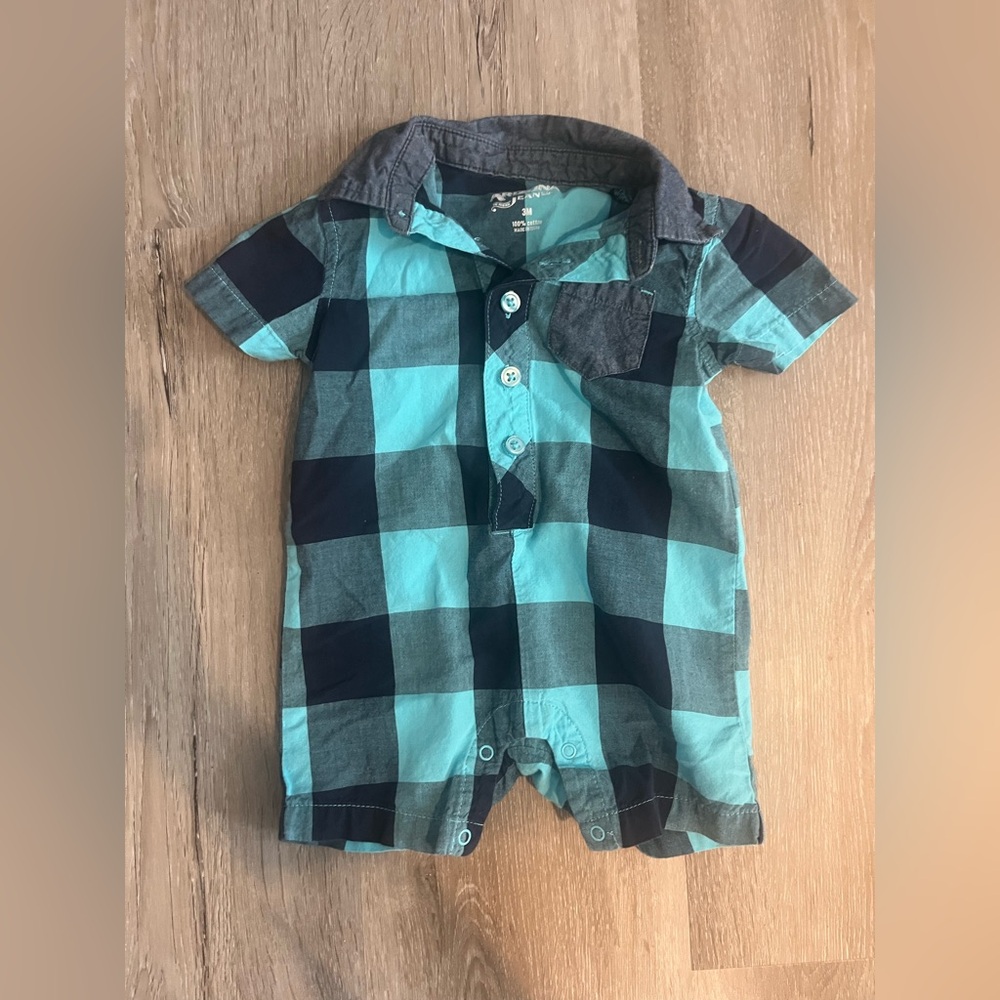 Arizona Jeans Plaid Baby Romper